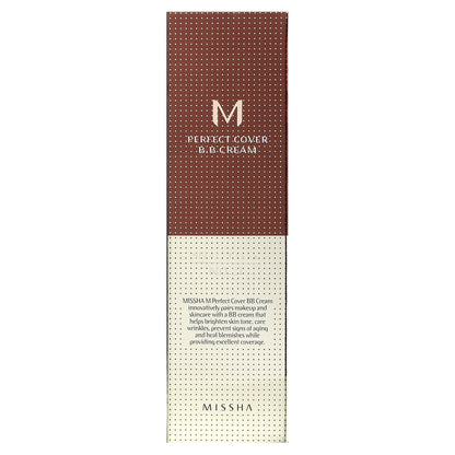 Missha, M Perfect Cover B.B Cream, SPF 42 PA+++, No. 21 Light Beige, 1.7 oz (50 ml)