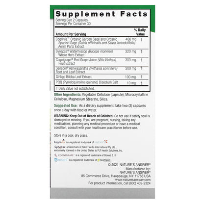 Nature's Answer, CogniMax, 60 Vegetarian Capsules