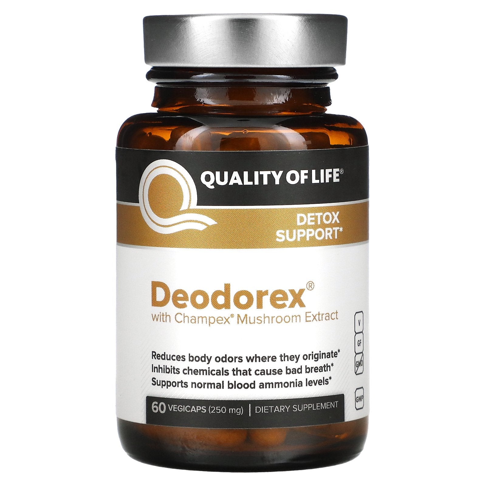 Quality of Life, Deodorex with Champex Mushroom Extract, 500 mg, 60 Vegicaps (250 mg per Capsule)