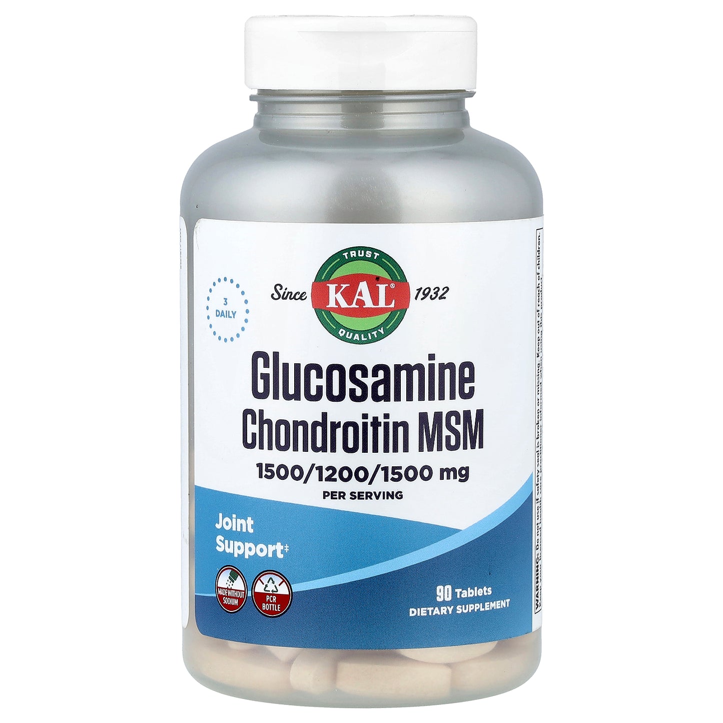 KAL, Glucosamine Chondroitin MSM, 90 Tablets