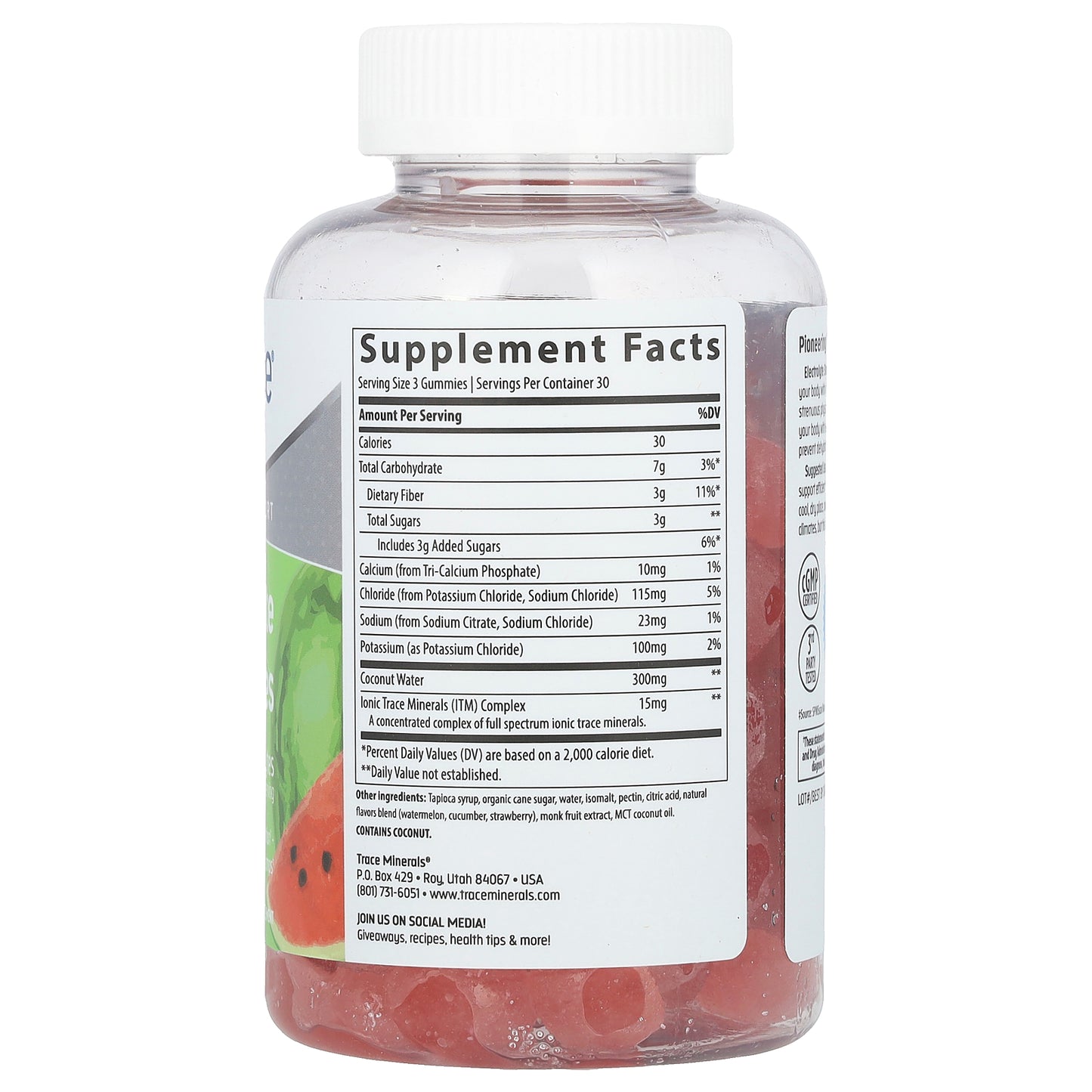 Trace, TM Sport, Electrolyte Stamina Gummies, Watermelon, 263 mg, 90 Gummies (87.66 mg per Gummy)