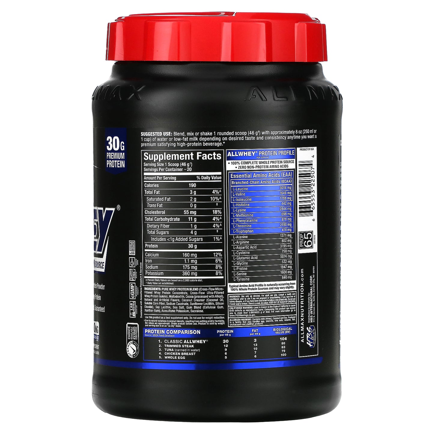 ALLMAX, CLASSIC ALLWHEY®, 100% Whey Protein, Chocolate, 2 lbs (907 g)