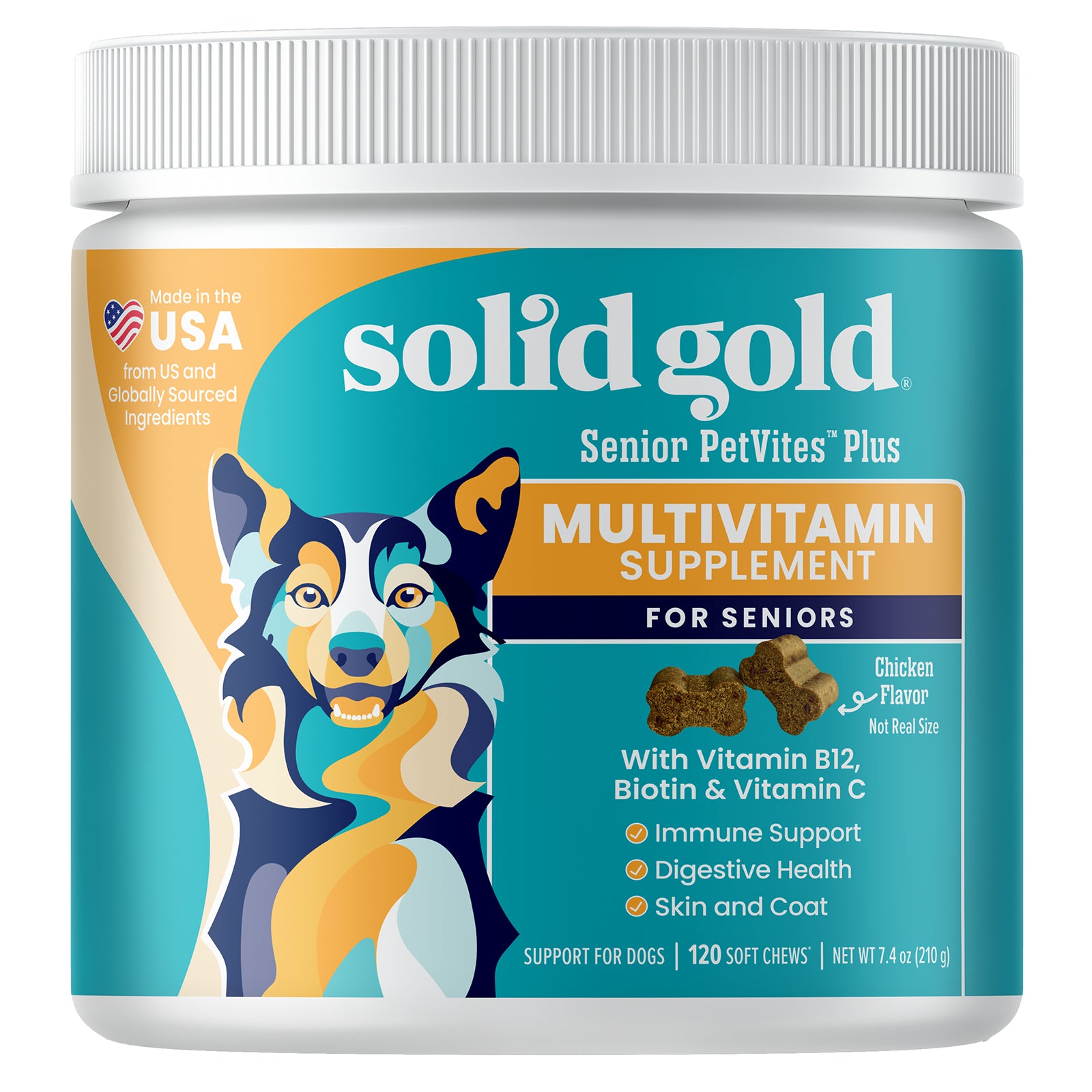 Solid Gold, PetVites™ Multivitamin Supplement, For Dogs, Bacon, 120 Soft Chews, 7.6 oz (216 g)