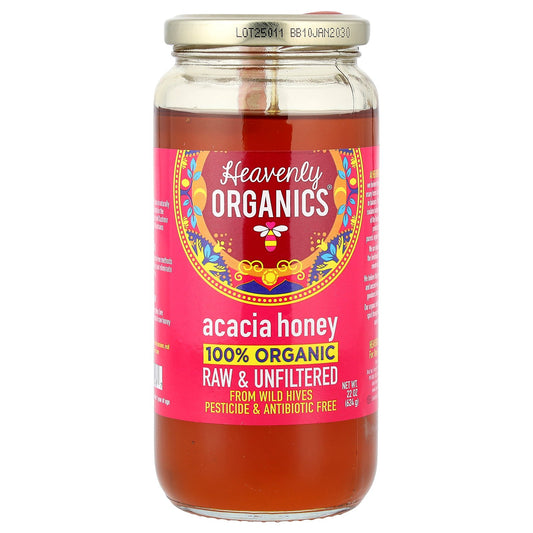 Heavenly Organics, 100% Organic Acacia Honey, Raw & Unfiltered, 22 oz (624 g)