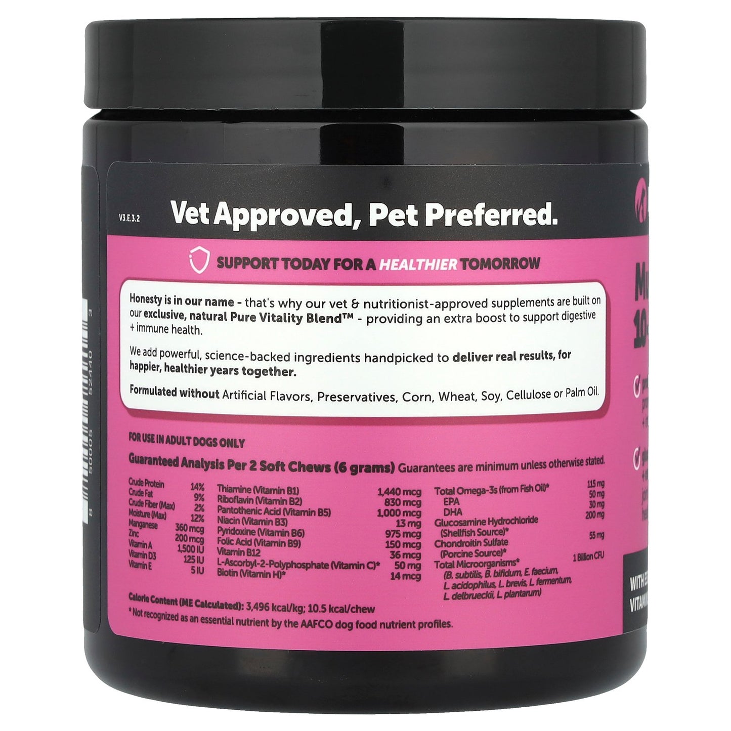 Pet Honesty, Multivitamin 10-in-1, For Adult Dogs, Peanut Butter, 90 Soft Chews, 9.5 oz (270 g)