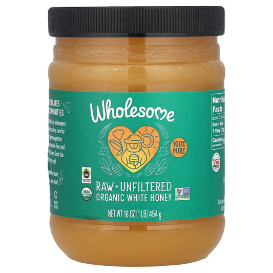 Wholesome Sweeteners, Organic White Honey, Raw + Unfiltered, 16 oz (454 g)