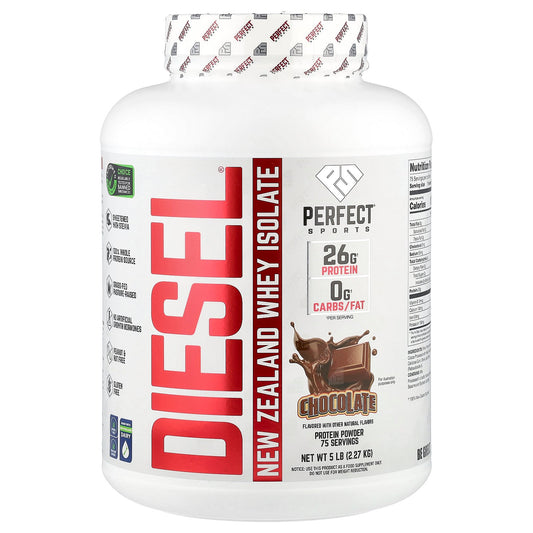 PERFECT Sports, Diesel, New Zealand Whey Isolate, Milk Chocolate, 5 lbs (2.27 kg)