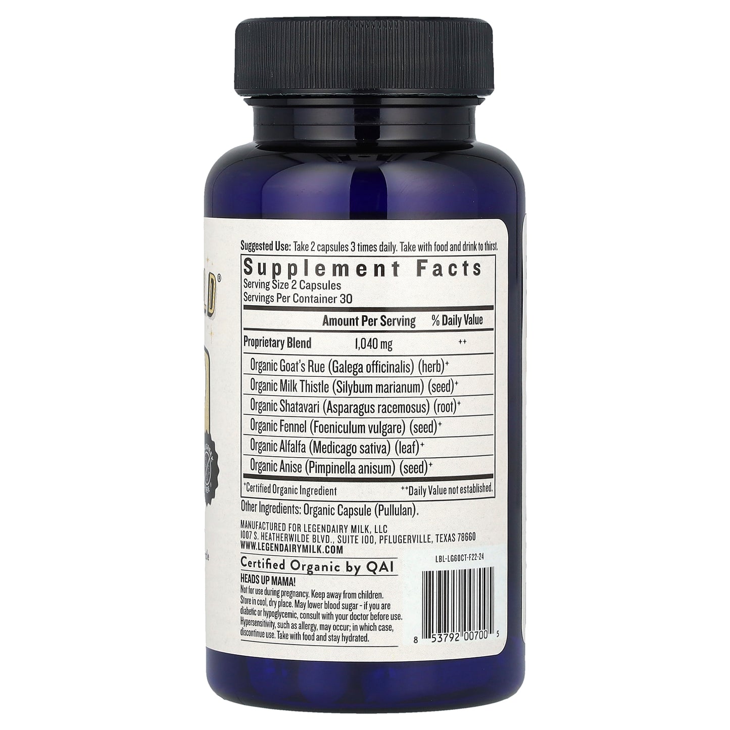 Legendairy Milk, Liquid Gold®, 60 Vegan Capsules