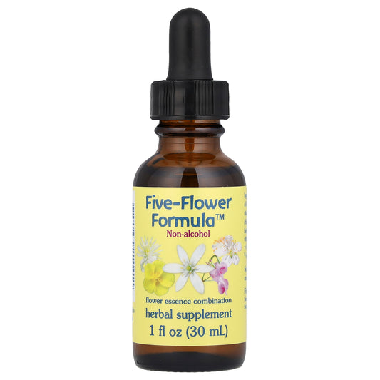 Flower Essence Services, Five-Flower Formula™, Flower Essence Combination, Non-Alcohol, 1 fl oz (30 ml)