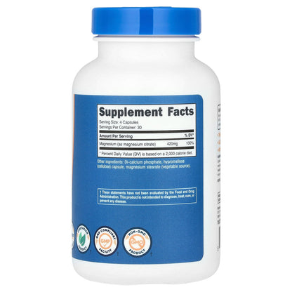 Nutricost, Magnesium Citrate, 120 Capsules (105 mg per Capsule)