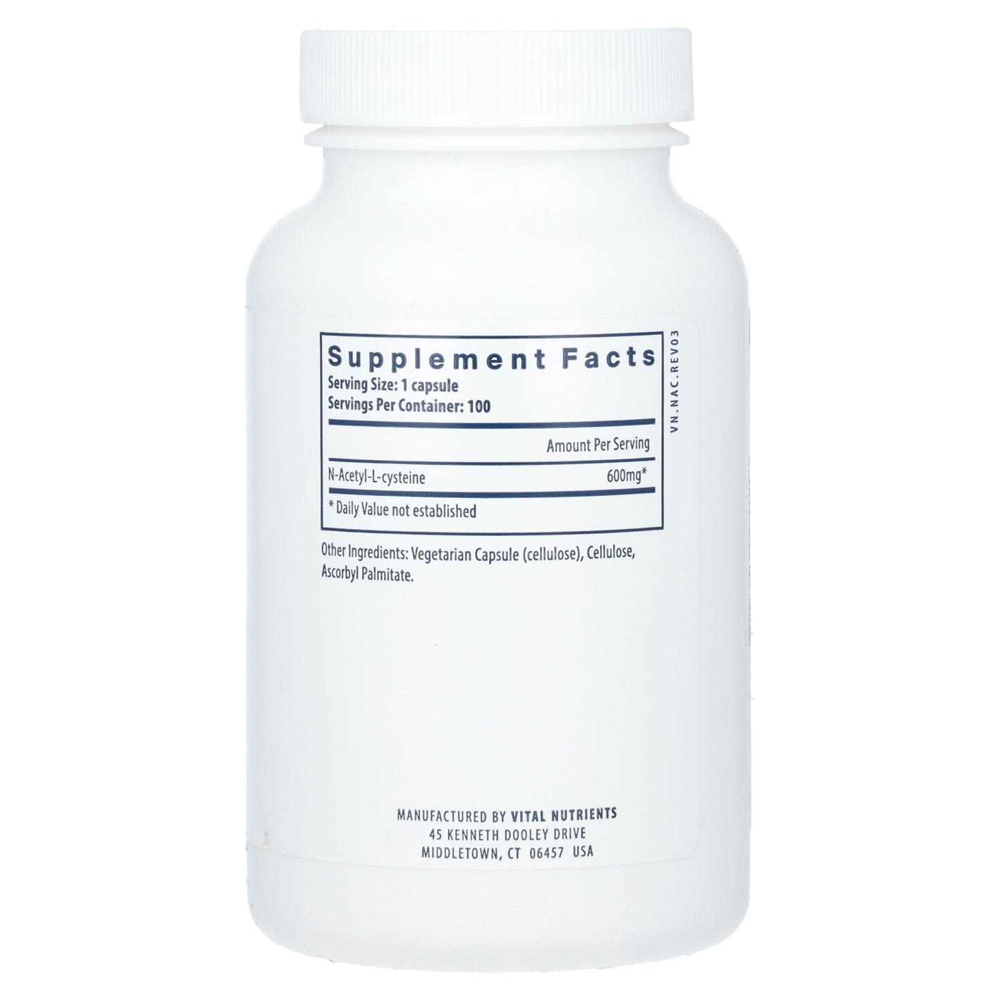 Vital Nutrients, NAC, 600 mg, 100 Vegan Capsules