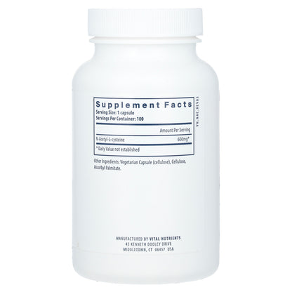 Vital Nutrients, NAC, 600 mg, 100 Vegan Capsules
