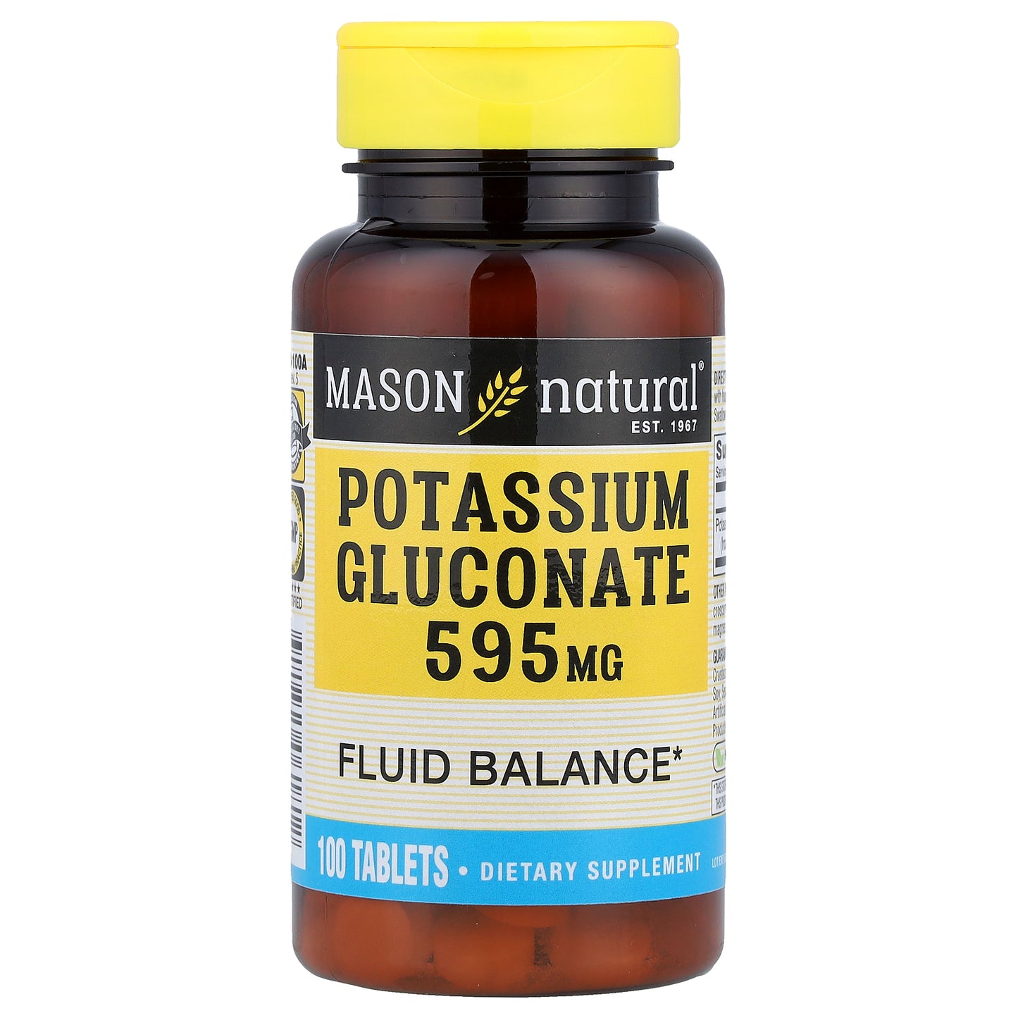 Mason Natural, Potassium Gluconate, 595 mg, 100 Tablets