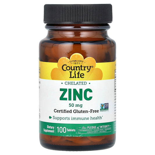 Country Life, Chelated Zinc, 50 mg, 100 Tablets