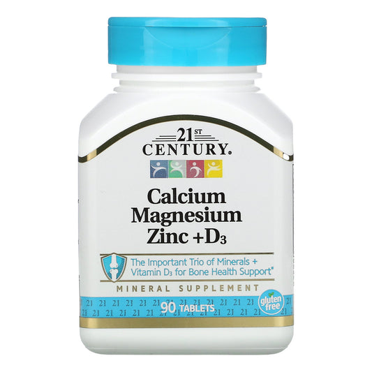 21st Century, Calcium Magnesium Zinc + D3, 90 Tablets