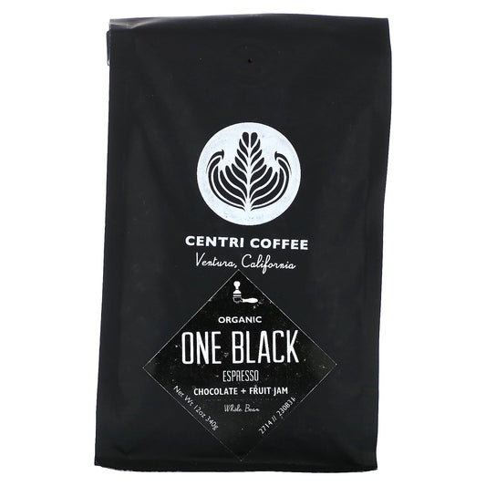 Centri Coffee, Centri Coffee, Organic One Black, Chocolate + Fruit Jam, Whole Bean, Espresso, 12 oz (340 g)