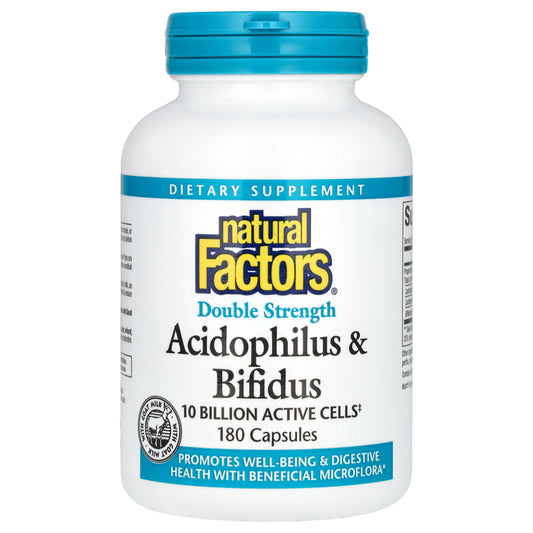 Natural Factors, Acidophilus & Bifidus, 10 Billion, 180 Capsules