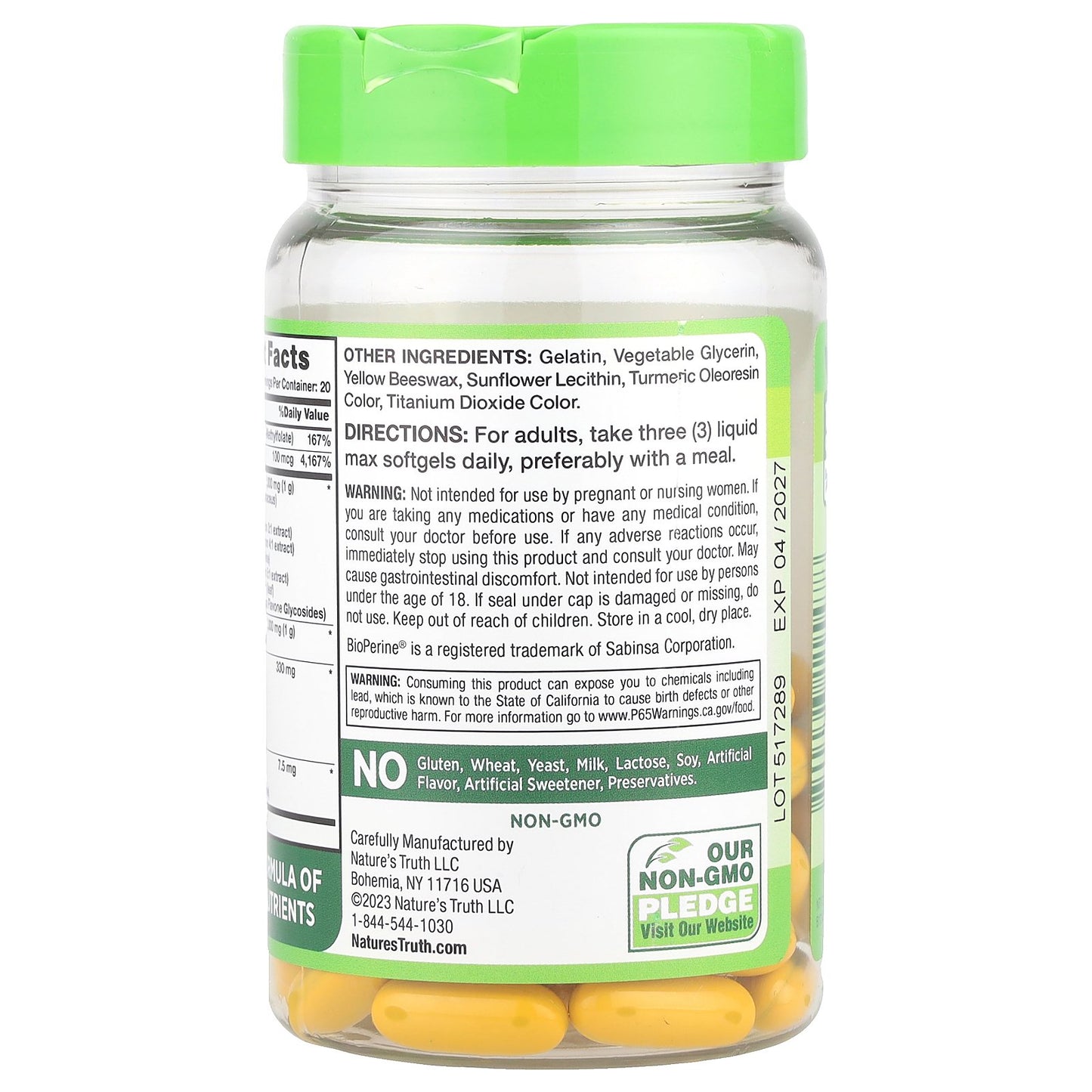 Nature's Truth, Brain Up™, With L-Theanine, Bacopa, B-12, MCT, 60 Liquid Max Softgels