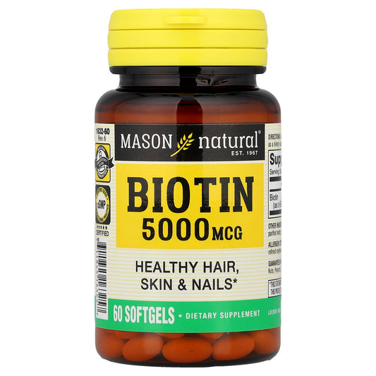 Mason Natural, Biotin, 5,000 mcg, 60 Softgels