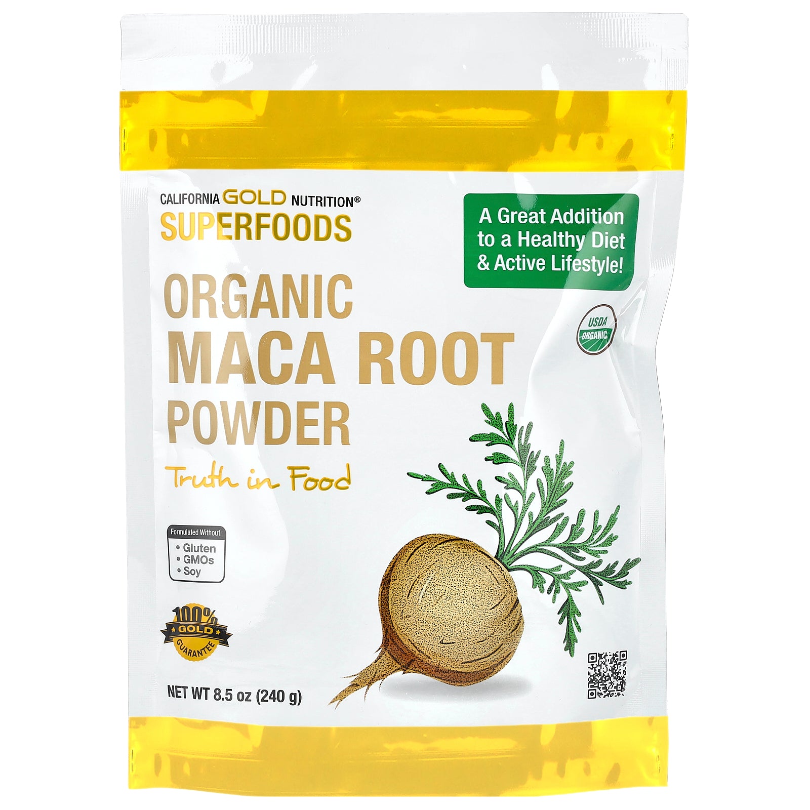California Gold Nutrition, Superfoods, Certified Organic Peruvian Maca Root Powder, 8.5 oz (240 g)