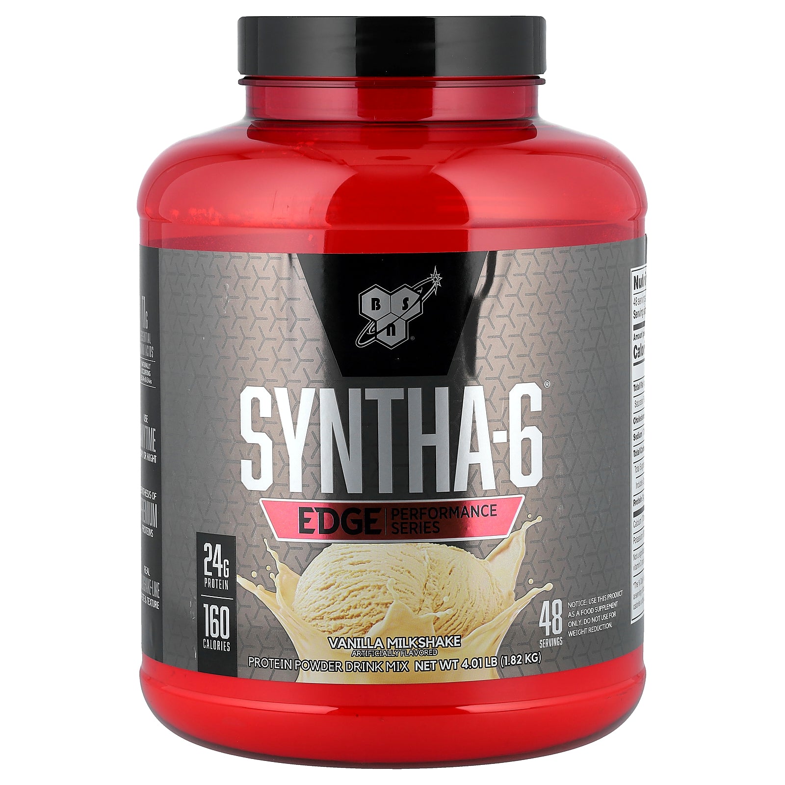 BSN, Syntha-6® Edge, Protein Powder Drink Mix, Vanilla Milkshake, 4.01 lb (1.82 kg)