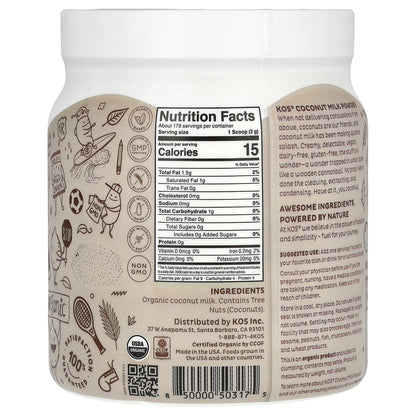 KOS, Organic Coconut Milk Powder, 12.6 oz (358 g)