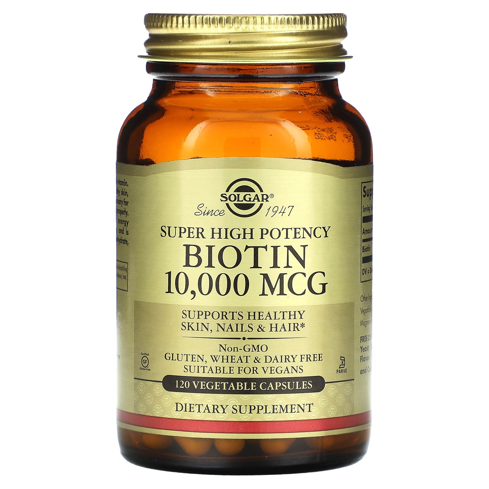 Solgar, Super High Potency Biotin, 10,000 mcg, 120 Vegetable Capsules