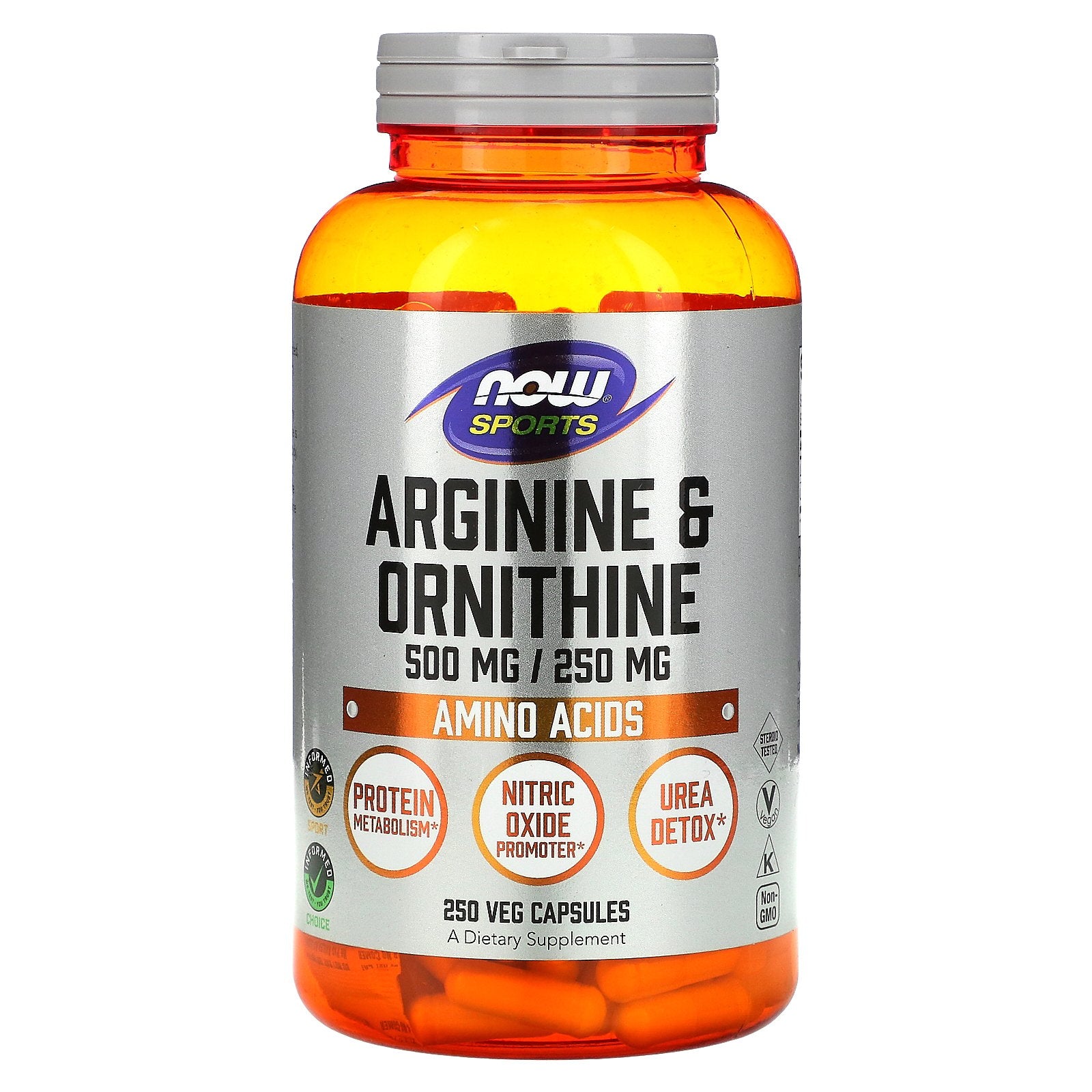 NOW Foods, Sports, Arginine & Ornithine, 250 Veg Capsules