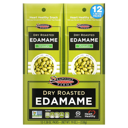 Seapoint Farms, Dry Roasted Edamame, Wasabi, 12 Packs, 1.58 oz (45 g) Each