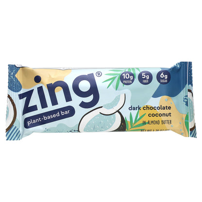 Zing Bars, Plant-Based Bar, Dark Chocolate Coconut In Almond Butter, 12 Bars, 1.76 oz (50 g) Each