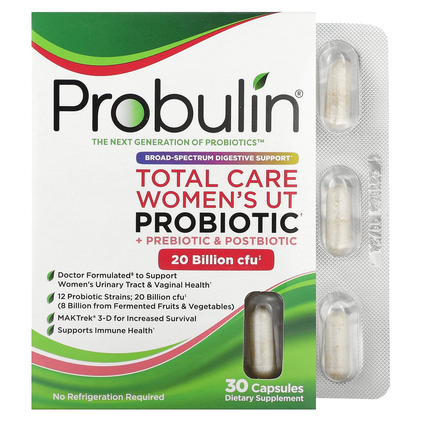 Probulin, Total Care Women’s UT Probiotic, 20 Billion CFU, 30 Capsules