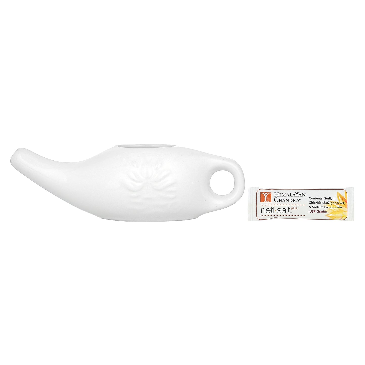 Himalayan Chandra, Porcelain Neti Pot with Neti Salt Saches, 2.16 g