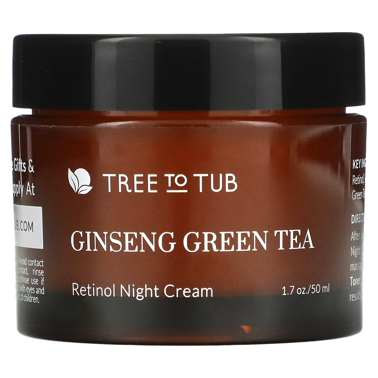 Tree To Tub, Retinol Anti Aging & Wrinkle Night Moisturizer, Hyaluronic Acid Face Cream for Dry, Sensitive Skin, 1.7 fl oz (50 ml)