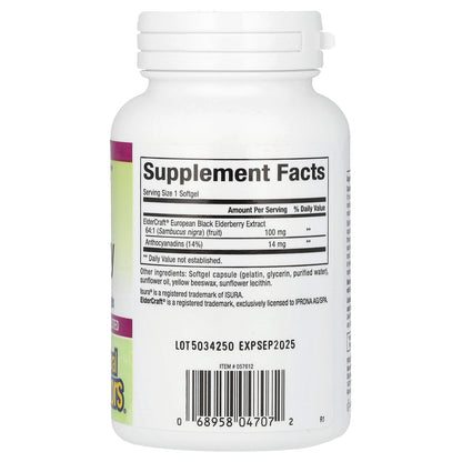 Natural Factors, Sambucus Black Elderberry, 100 mg, 120 Fast-Acting Softgels