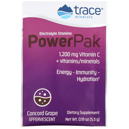 Trace, Power Pak, Essential Nutrient Support, Concord Grape, 30 Stick Packs, 0.22 oz (6.1 g) Each