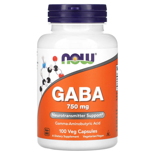 NOW Foods, GABA, 750 mg, 100 Veg Capsules