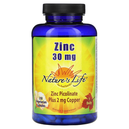 Nature's Life, Zinc, 30 mg, 250 Vegetarian Capsules