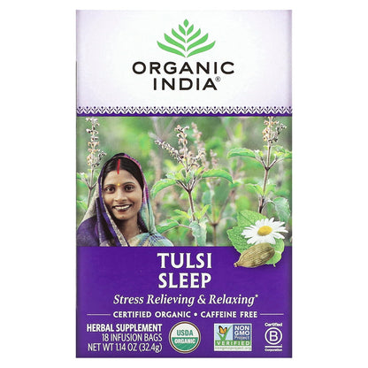 Organic India, Tulsi Tea, Sleep, Caffeine Free, 18 Infusion Bags, 1.14 oz (32.4 g)