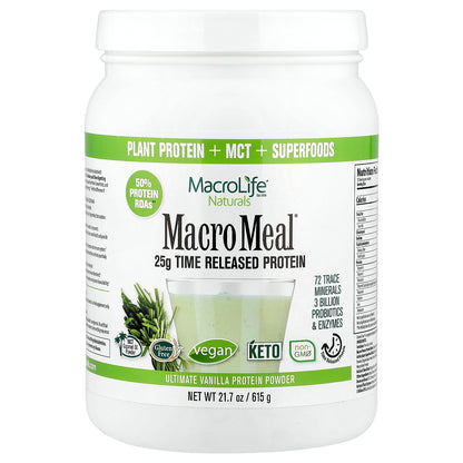 Macrolife Naturals, Macro Meal®, Ultimate Protein Powder, Vanilla, 21.7 oz (615 g)