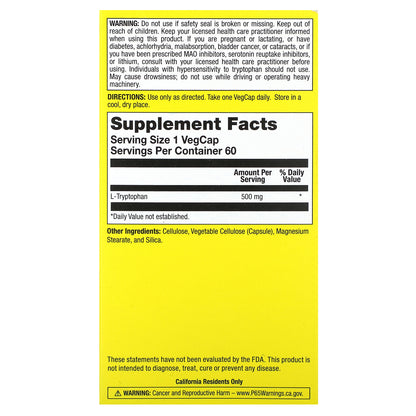 Natural Balance, Happy Camper, L-Tryptophan, 500 mg, 60 VegCaps