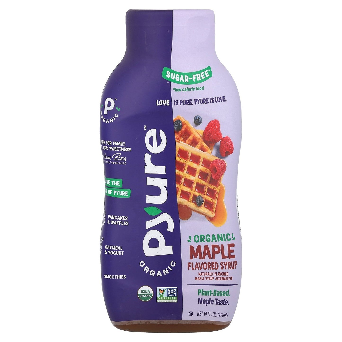 Pyure, Organic Maple Flavored Syrup, Sugar-Free, 14 fl oz (414 ml)