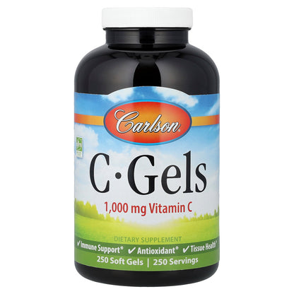 Carlson, C-Gels, Vitamin C, 1,000 mg, 250 Soft Gels