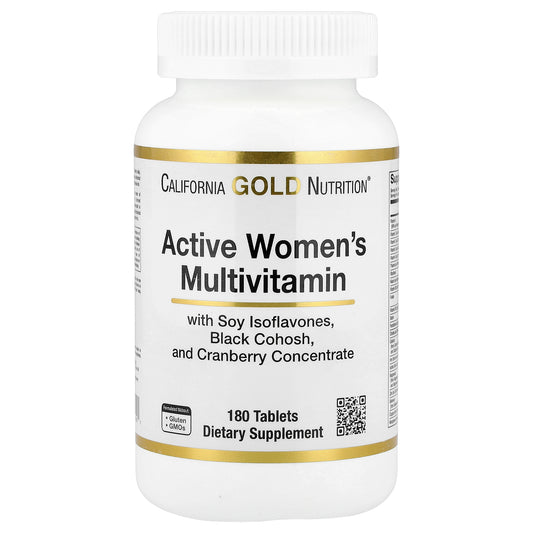 California Gold Nutrition, Active Women's Multivitamin with Black Cohosh, Soy Isoflavones, and Cranberry Concentrate, 180 Tablets