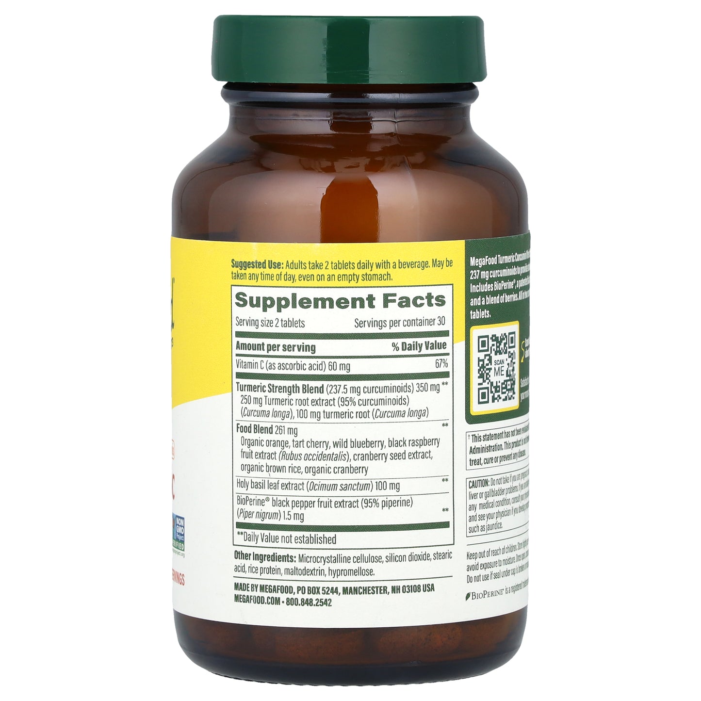 MegaFood, Tumeric Curcumin, Whole Body Minis, 60 Tablets