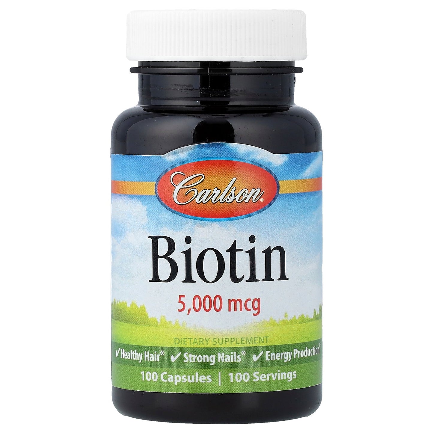 Carlson, Biotin, 5,000 mcg, 100 Capsules
