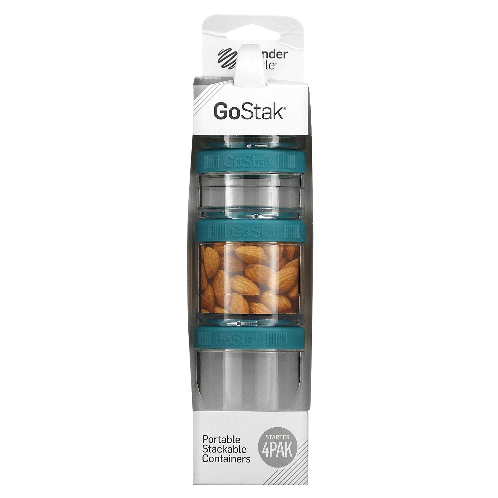 GoStak, Portable Stackable Containers, Teal, Starter 4 Pack