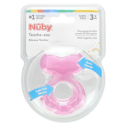 Nuby, Teethe-eez, Silicone Teether, 3+ Months, Pink, 2 Piece Set