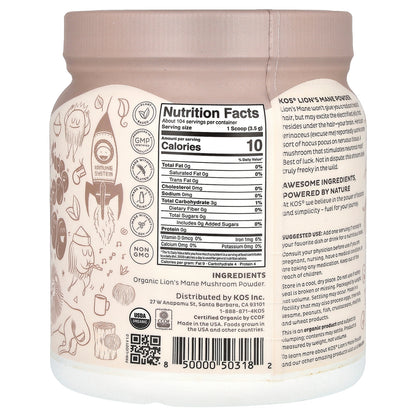 KOS, Organic Lion's Mane Powder, 12.84 oz (364 g)