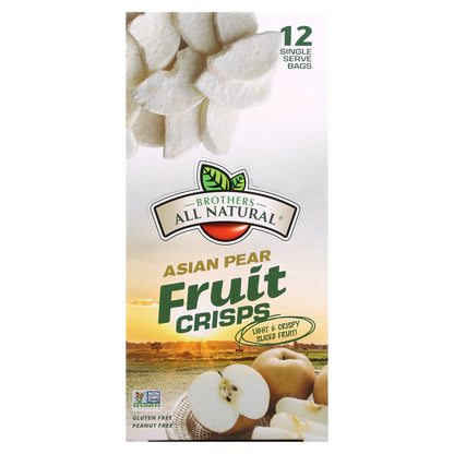 Brothers-All-Natural, Fruit Crisps, Asian Pear, 12 Single-Serve Bags, 0.35 oz (10 g) Each