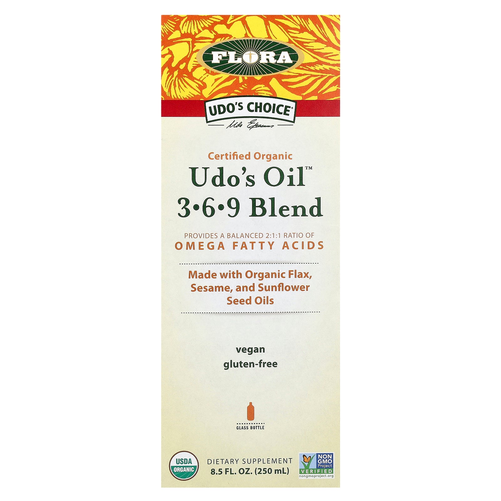 Flora, Udo's Choice, Organic Udo's Oil 3·6·9 Blend, 8.5 fl oz (250 ml)